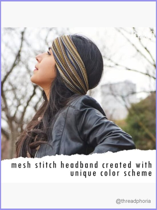 Wide Crochet Headband Wrap - Lightweight Breathable Mesh Knit